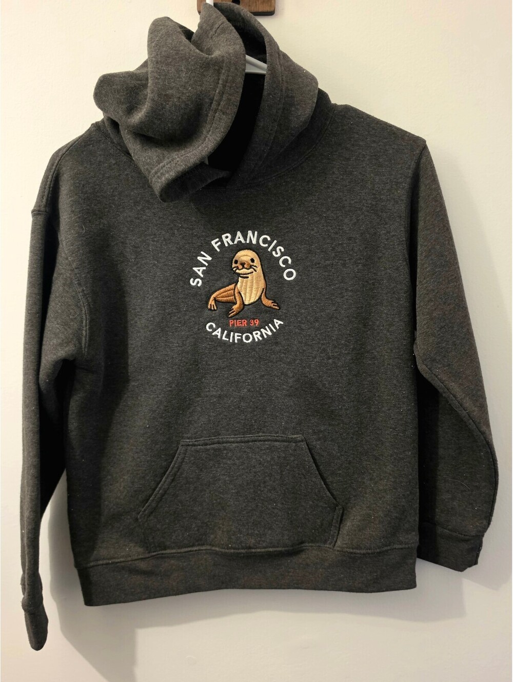TEEMAX Kid XL Dark Gray San Francisco Pier 39 California Hoodie Sweatshirt